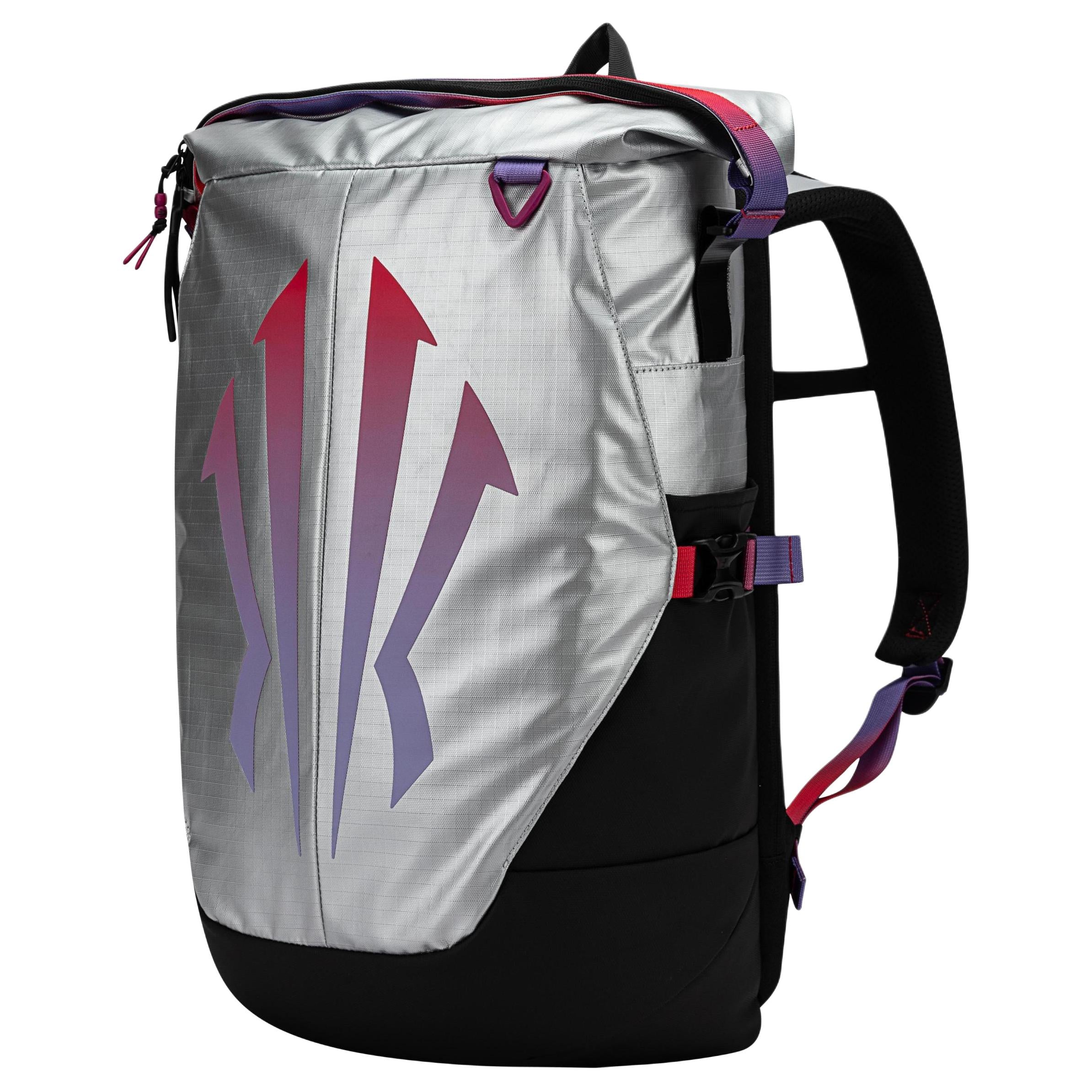 Anta Kai Series PU Rainbow Backpack Black Silver - Image 2