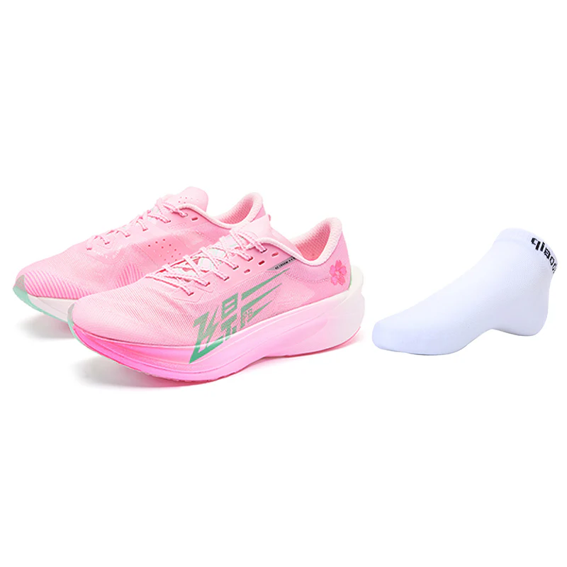 QIAODAN Feiying PB4.0 Running Shoes 'Cherry Blossom Pink Aurora Green' - Image 2