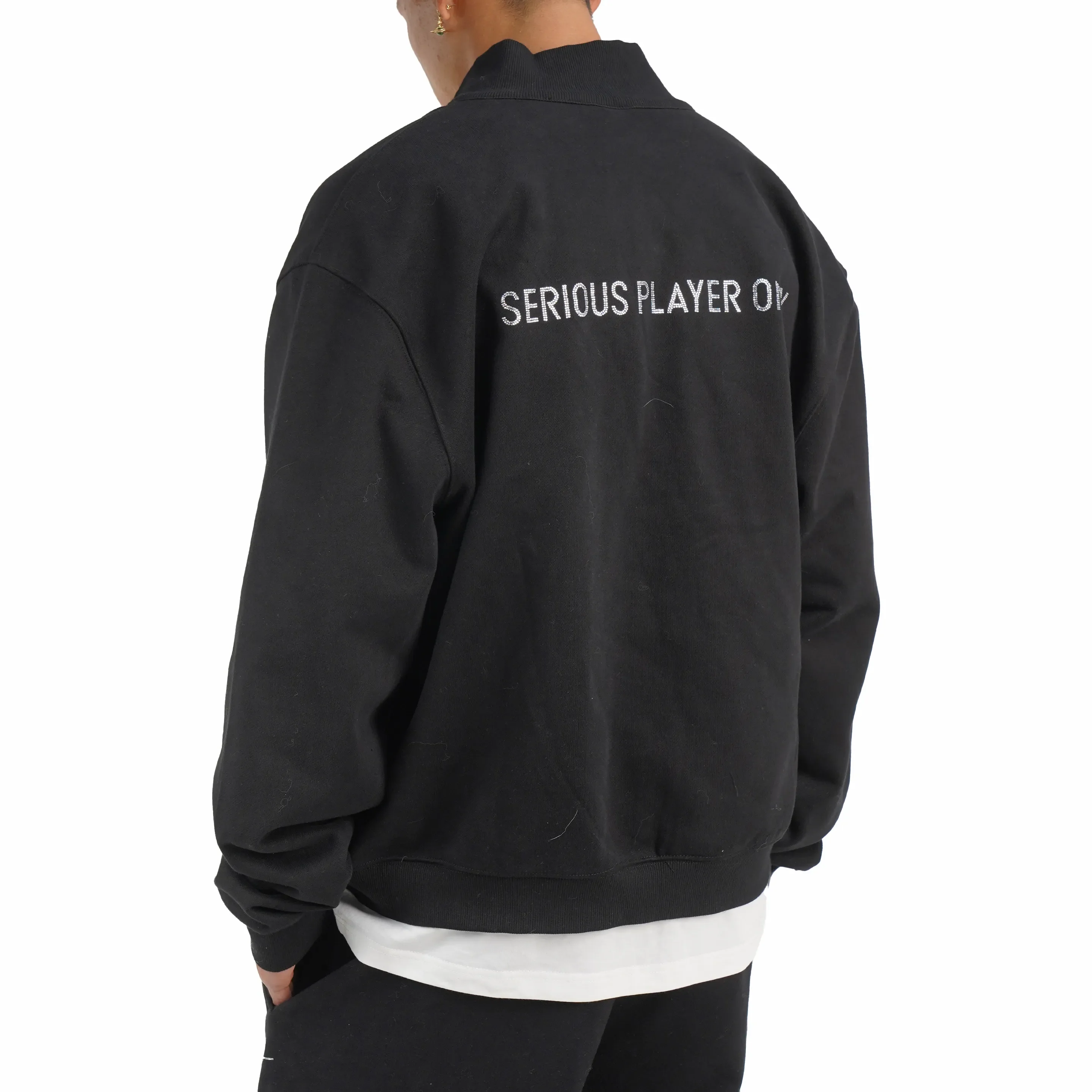 Serious Player Only Zip Up Crewneck Sweatshirt-Diamond Black - Image 6