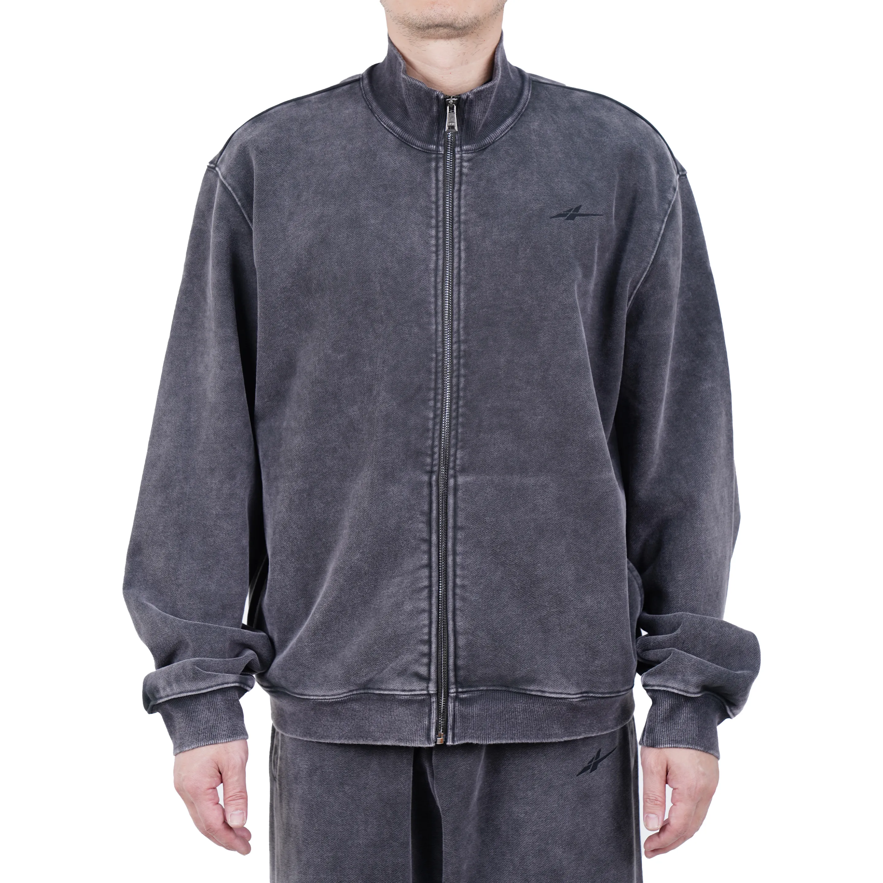 Serious Player Only Zip Up Crewneck Sweatshirt Washed Black - Image 3
