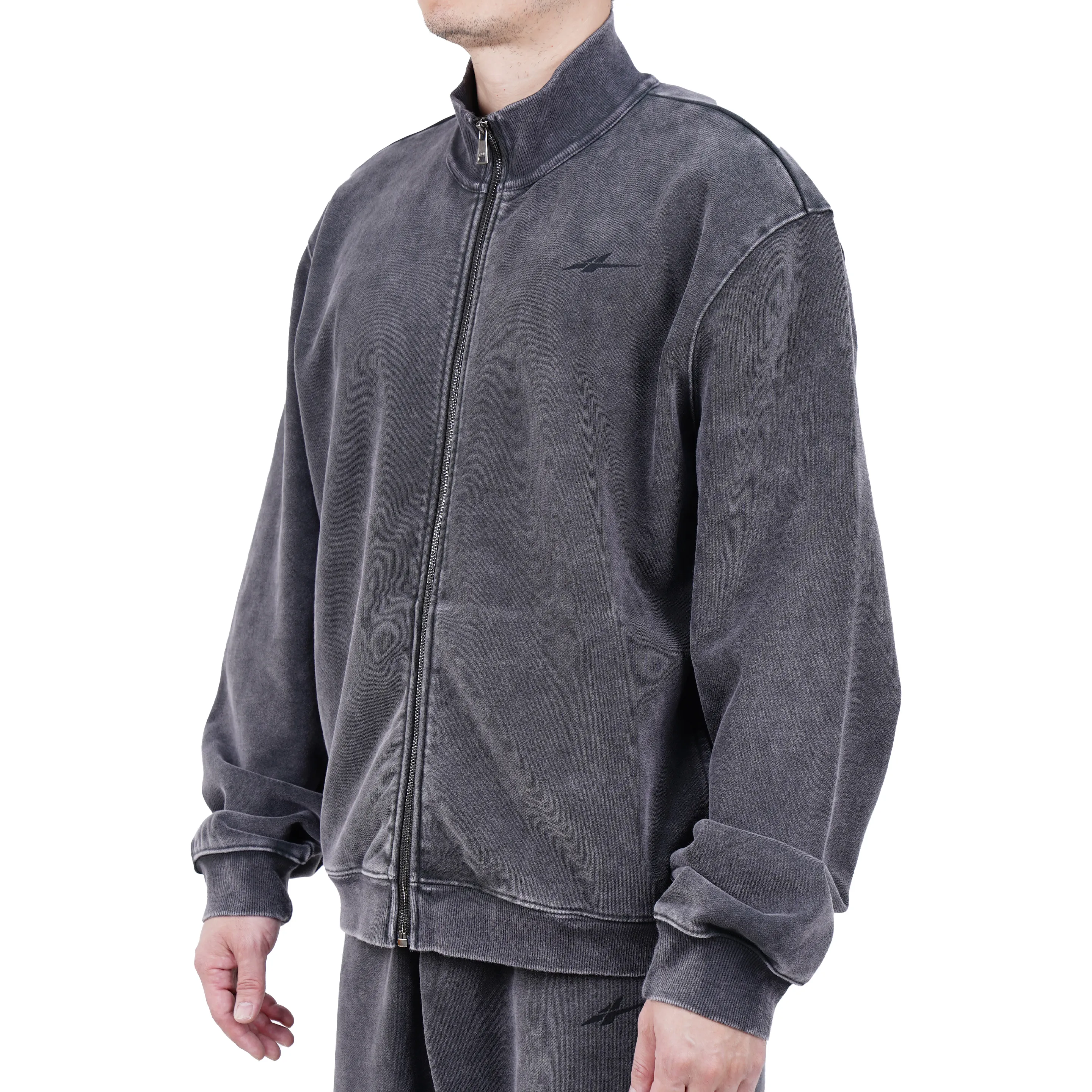 Serious Player Only Zip Up Crewneck Sweatshirt Washed Black - Image 4