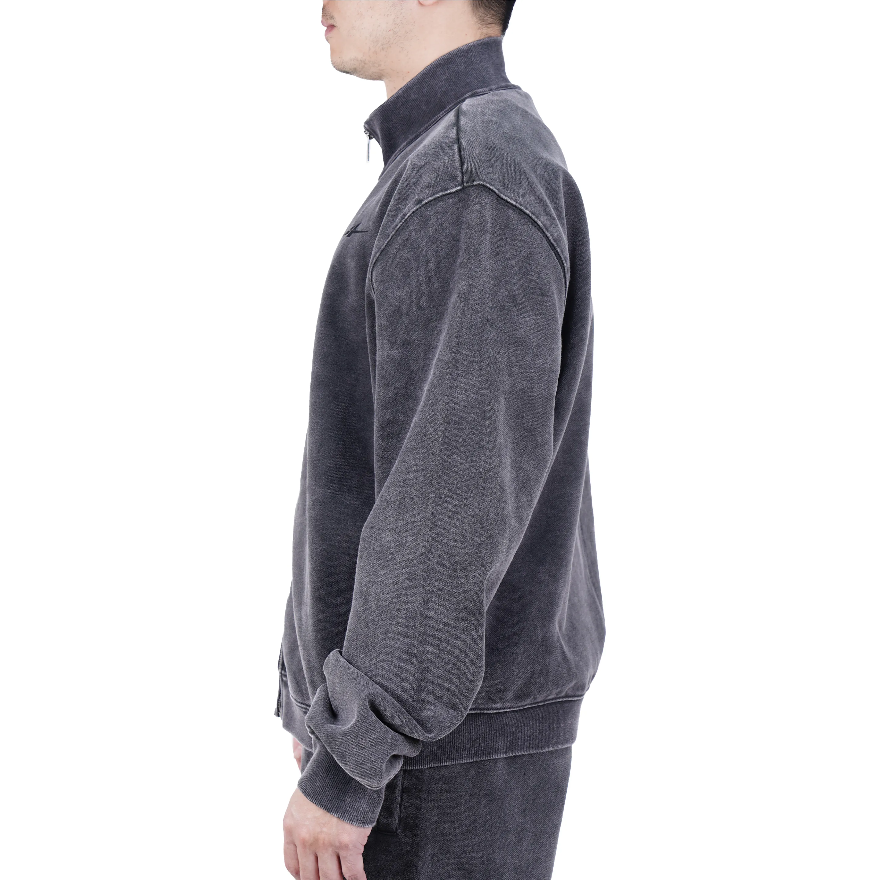 Serious Player Only Zip Up Crewneck Sweatshirt Washed Black - Image 5